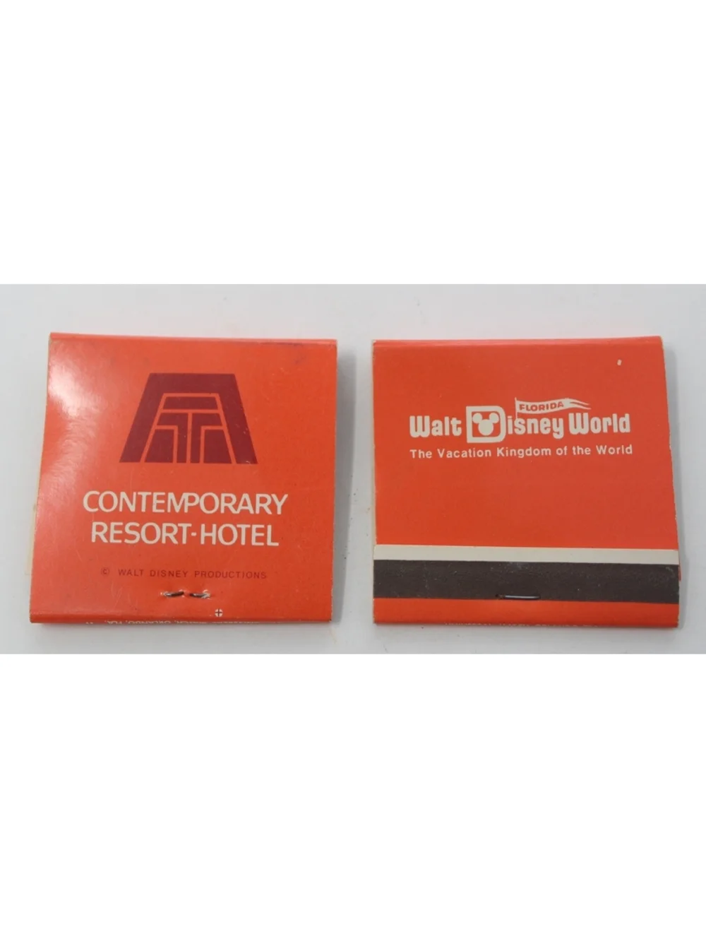 Vintage 70s Lot 2 Matchbooks Walt Disney World Florida Contemporary Resort Hotel